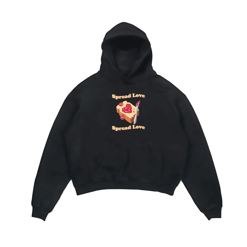Black Spread Love Graphic Printed Hoodie